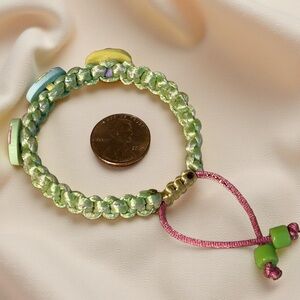 Easter Egg Bracelet; pastels, sparkling green and pink; adjustable, gift/prize